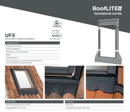 ROOFLITE+ UFX Universal-Eindeckrahmen für Hochprofil-Bedachungen (Hochprofilziegel) mit Ausnahme von Klick-Bedachungen _2_ e-roofline.de.webp