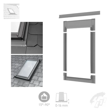 DAKEA KLS Eindeckrahmen für Flachdachmaterialien, kompatibel mit Naturschiefer, Kunstschiefer, Bitumen-Dachmaterialien, Profilhöhe zwischen 0 und 16 mm_ e-roofline.de.webp