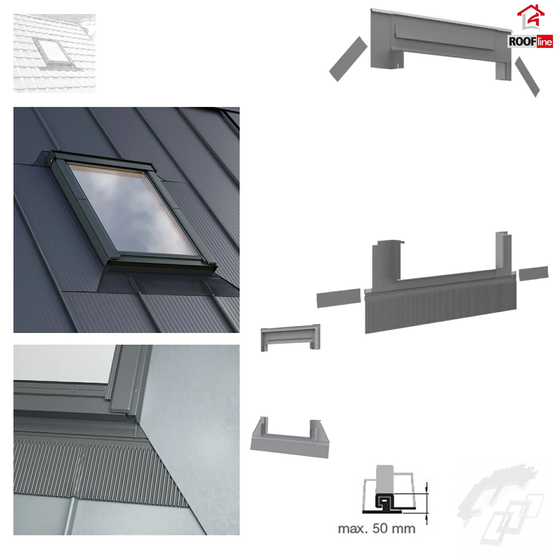 ROOFLITE+ SSX Eindeckrahmen in Dächer konzipiert, die mit Blechen inklusive Stehfalz mit bis zu 50 mm _ e-roofline.de.webp
