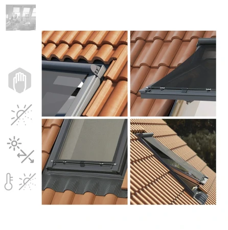 DAKEA, DAKSTRA, RoofLITE+ MIA Außen-Markise, RAL 7043 – Grau Kassette, Außenrollo Screen mit Standardmaß_1_ e-roofline.de.webp