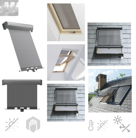 DAKEA, DAKSTRA, RoofLITE+ MIA Außen-Markise, RAL 7043 – Grau Kassette, Außenrollo Screen mit Standardmaß_2_ e-roofline.de.webp