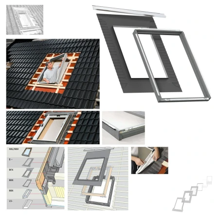 VELUX BDX 2000 Dämm- und Anschluss-Set (Dämmrahmen), Inklusive Anschlussschürze BFX 0000 mit Wasserableitrinne, Montage &amp; Installation Zubehör_ e-roofline.de.webp