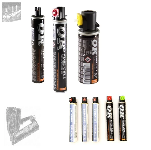 Zum Produkt SCHARF Gaskartusche 80 ml, Ganzjahresgas, Gas für Gasnagler, für Nagelpistolen; Paslode, Stanley, Bostitch, Senco, Rawl, Hitachi, Makita
