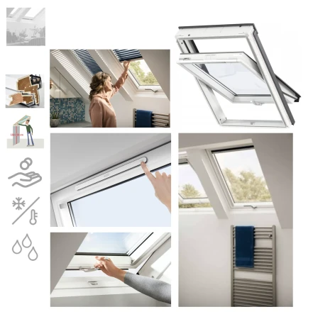VELUX Dachfenster GLU 0085 ENERGIE, manuelles Schwingfenster, Boden griff, Kunststoff-Fenster (Polyurethan), 3-fach Energieeffizienz Verglasung 85_1_ e-roofline.de.webp