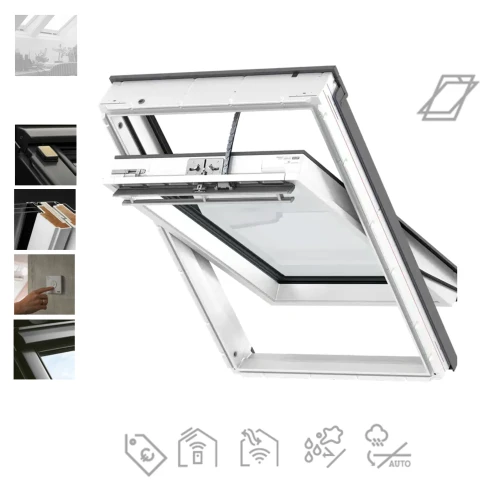 Zum Produkt VELUX GLU 006421 elektrisch - Fernbedienung Schwingfenster aus Kunststoff, Uw=1,0 , Energiesparende Dreifachverglasung, Neue KOMFORT PLUS 2026, Smarthome-kompatibel, Sofort einsatzbereites Funktaster. Motor eingebaut, Automatische fenster **