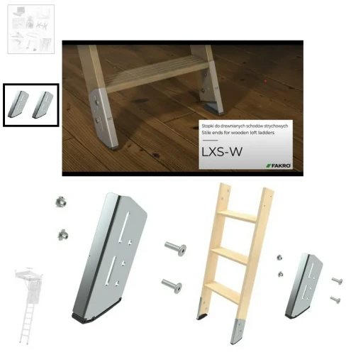 Zum Produkt FAKRO LXS -W Silber Bodenschutzkappen, (Set mit 2 Elementen) Möglichkeit zur Verlängerung der Leiter durch: 86mm*, für Bodentreppen: LWK Plus, LTK Energy, LWT, LWT PH, LWF60, Zubehör für FAKRO Bodentreppen *
