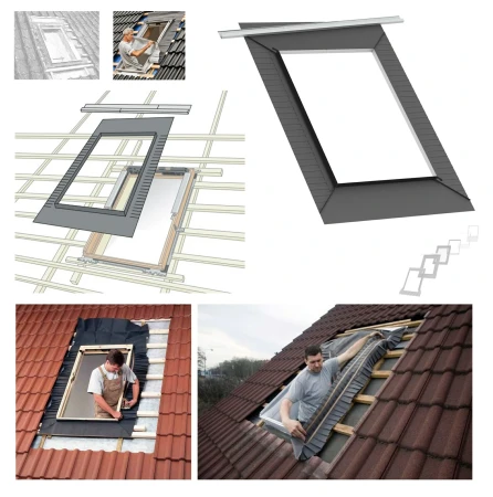 VELUX Anschlussschürze BFX 1000 mit Wasserableitrinne, Anschlussschürze plissiert, Unterspann- o. -deckbahn, für Dachfenster_ e-roofline.de.webp