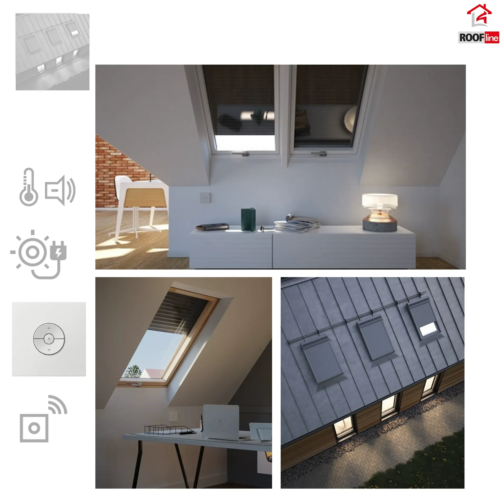 Dakea RoofLITE+ Solar Rollläden SSR,  Aluminium-Rolllade, Sonnenschutz, idealen Hitzeschutz Rollo, Dunkelgraues Aluminium, inkl. Funk-Wandschalter, RAL 7043 _3_e-roofline.de.webp