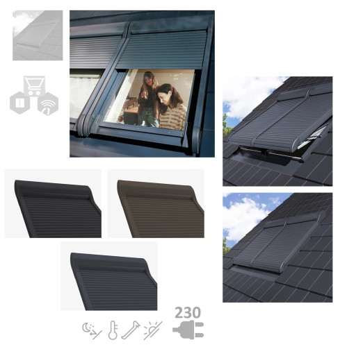 Zum Produkt Fakro Aluminium-Rolllade ARZ Komfort Electro 230 (Neuheit)  RAL 7022 / 7016 Neues Design, Sonnenschutz, idealen Hitzeschutz *