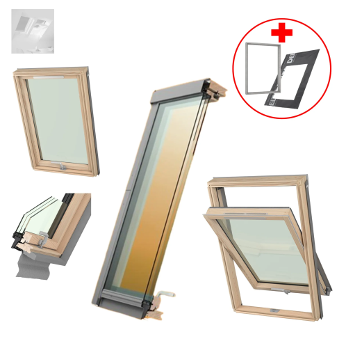 Zum Produkt DAKEA Dachfenster Ultima Comfort KEV B4800 , Holz-Fenster,  Dreifach verglastes Uw=0,9, Natürlicher Reinigungseffekt, UV-Schutz, Rw=40dB Schalldämmung, Einscheiben-Sicherheitsglas, energieeffizient manuelles Schwingfenster, Boden griff, RAL 7043 *