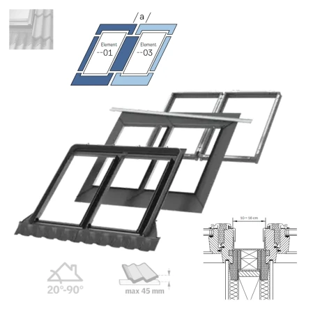 VELUX KombiEindeckrahmen EKW 2021M, für Kombi-Einbau mit Blendrahmenabstand 100–160 mm, Ziegel hoch Welle 1_ e-roofline.de.jpg