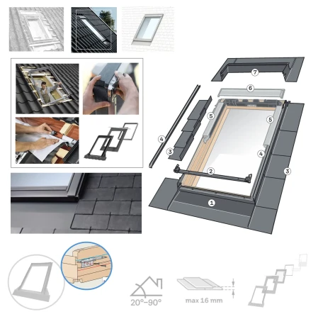 VELUX EDN 2000 Einzel-Eindeckrahmen, Vertiefter Einbau, inkl. BDX Dämm- und Anschluss-Set, Für flache Eindeckmaterialien bis 1,6 cm  _ e-roofline.de-new.webp