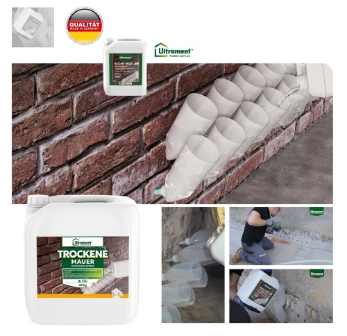 Zum Produkt Ultrament Trockene Mauer 5kg, Schutz vor aufsteigender Feuchte, Kapillarverengend und hydroprobierend, Niederdruckinjektion *