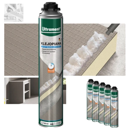 ULTRAMENT-KLEBER SCHAUM 5x 750 ml-Dosis, Polyurethan-Klebstoff, Er dient zum Verkleben von Do It Bauplatten, Sammelverpackung 5 Stück_ e-roofline.de.jpg