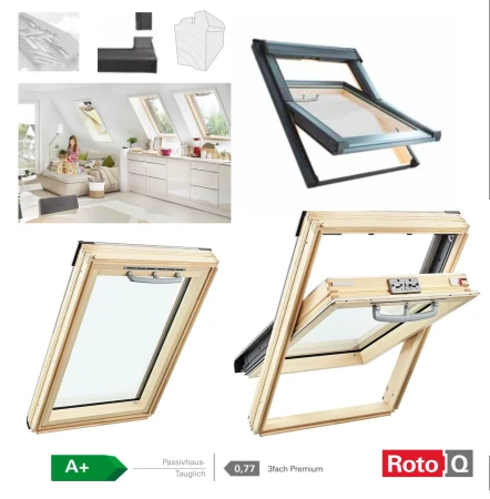 ROTO Schwingfenster RotoQ Q4 Q43P H200 Premium Holz -Dachfenster aus Massives Kiefernholz, Einscheiben-Sicherheitsglas, Uw-Wert 0,77_1_e-roofline.de.webp