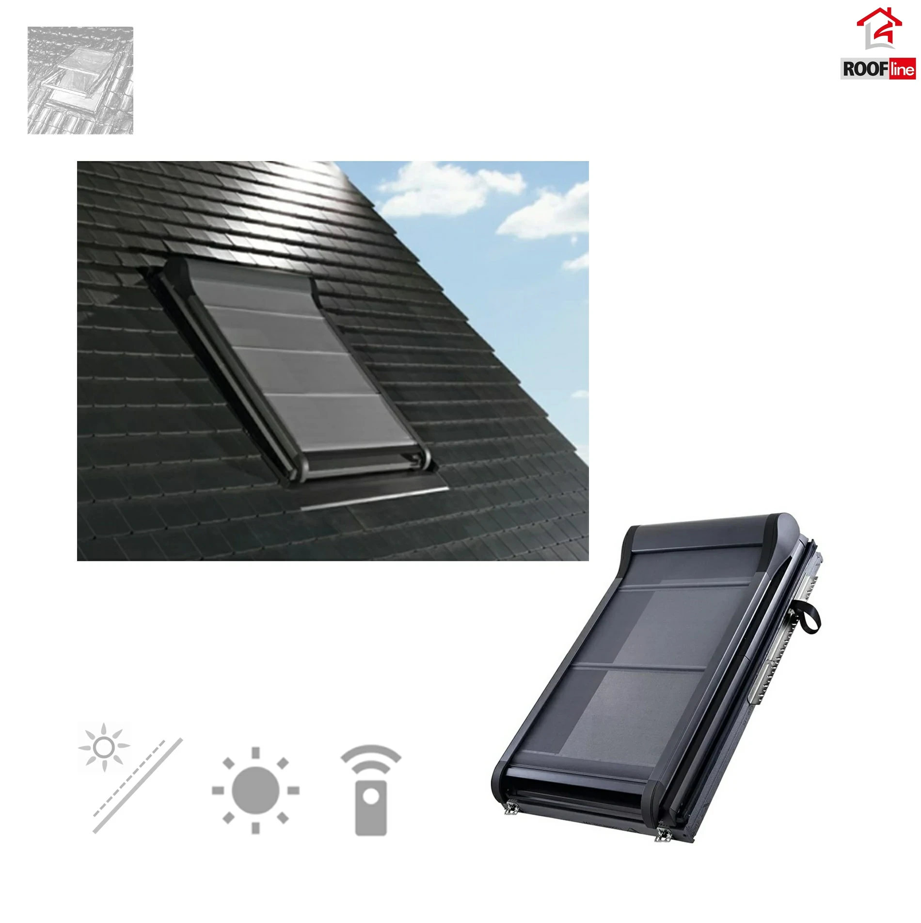 Roto Designo ZMA Außen-Markise S Solar Funk R4-R7-R6-R8 Funk, Solar Anthrazitmetallic (R703) Außenmarkise mit Standardmaß _ e-roofline.de.webp