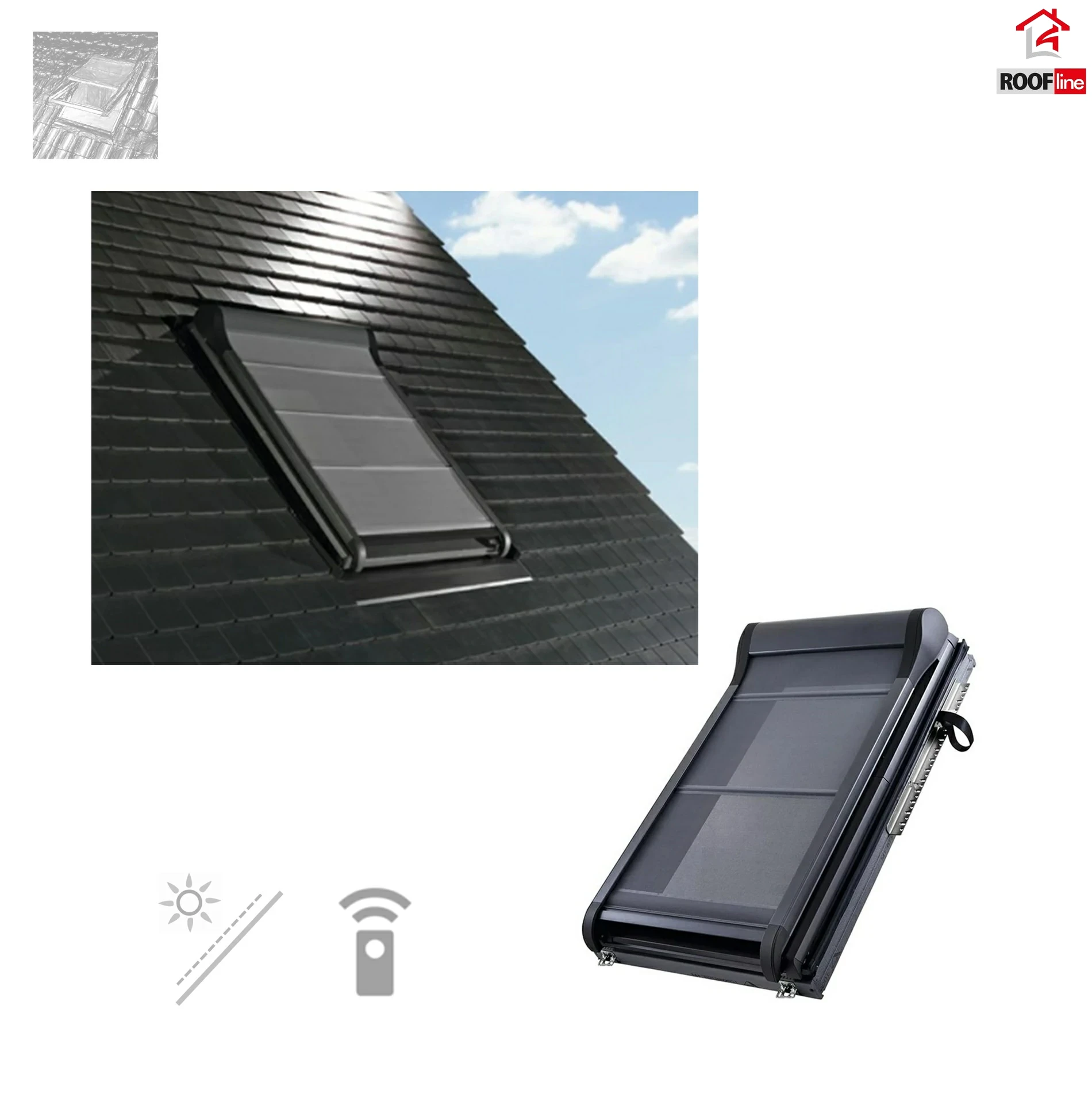 Roto Designo ZMA Außen-Markise F Elektro Funk R4-R7-R6-R8 Funk, Solar Anthrazitmetallic (R703) Außenmarkise mit Standardmaß _ e-roofline.de.webp