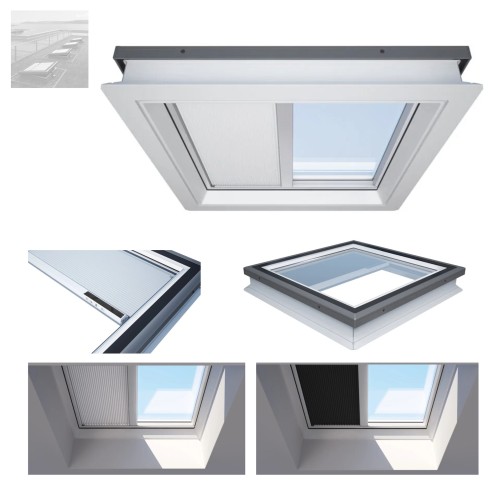 Zum Produkt DAKEA / RoofLITE+ FSA Solarbetriebenes elektrisches Rollo für Flachdachfenster, Faltrollos 1045 WIEß oder 1047 SCHWARZ *