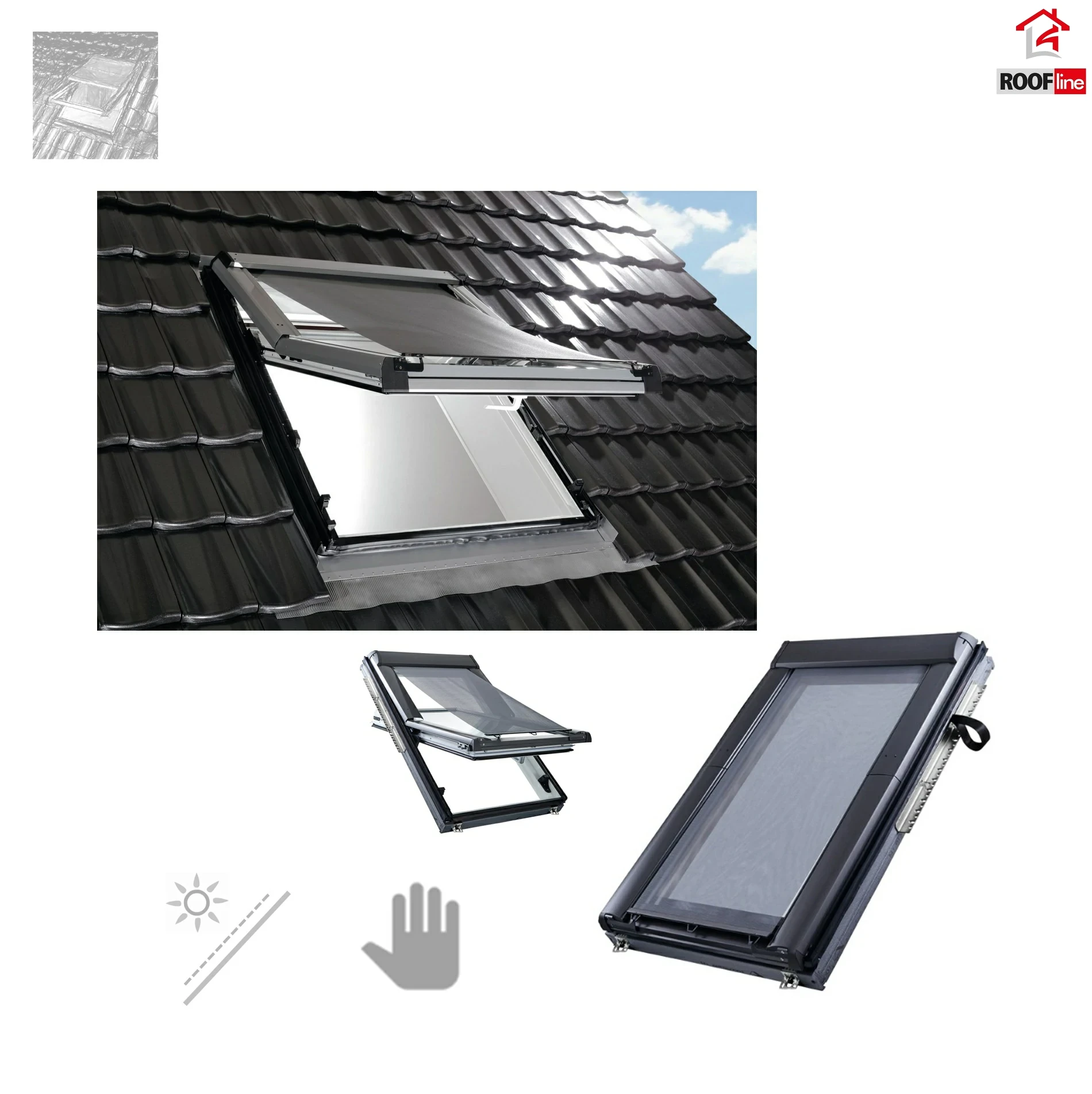 Roto Designo ZAR M Manuell Screen Außen-Markise Außenrollo Hitzeschutz-Markize Schwarz Außenrollo Screen mit Standardmaß _ e-roofline.de.webp