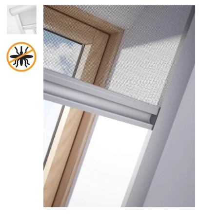 Insektenschutzrollos ZIA Insektenschutzgitter für Dachfenster Fliegengitter, Anbringen des Moskitonetzes am Innenfutter, Plastik Netz Grau _4_ e-roofline.de.webp