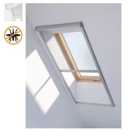 Insektenschutzrollos ZIA Insektenschutzgitter für Dachfenster Fliegengitter, Anbringen des Moskitonetzes am Innenfutter, Plastik Netz Grau _5_ e-roofline.de.webp