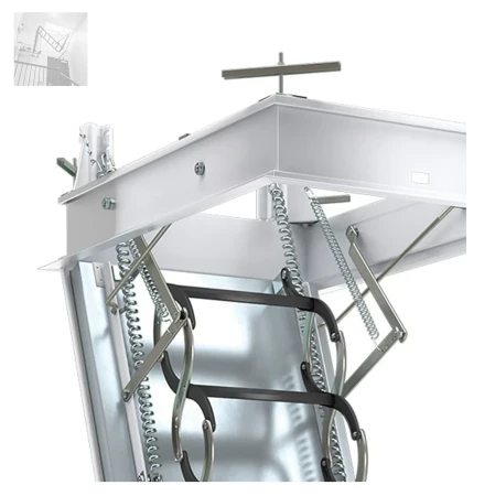 FAKRO Scherentreppe Metall LSF U = 1,8 Wm2K, Längenverstellbare Leiter zur Anpassung an die Raumhöhe, Feuerbeständige Luke _2_e-roofline.de.webp