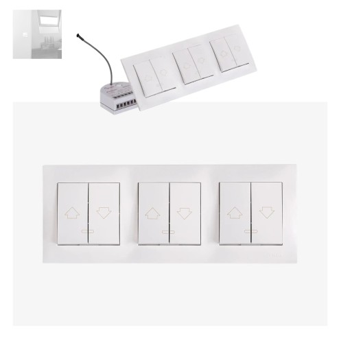 Zum Produkt FAKRO Wandschalter ZWK3 Z-Wave-Steuerung 230VAC 50 Hz, Steuert bis zu 231 Geräte in 3 Gruppen, Steuerungsmethoden: Basis, Mehrstufig, Tasten der Simon54-Serie #.