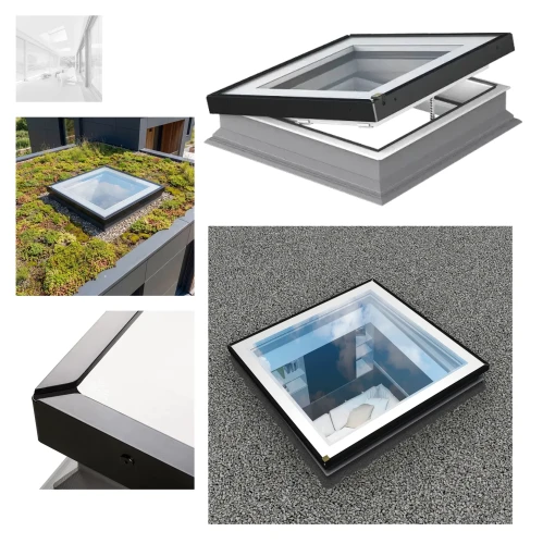 Zum Produkt FAKRO Flachdach-Fenster DEG P2 Z-Wave Flachdachfenster mit Weiße Oberfläche des Glassegments, rglasungen Typ G, Uw: 0,92 W/m2K, Verbundglas, Flach-Glas, mit einer Neigung von 2° bis 15° oder 5° bis 15°