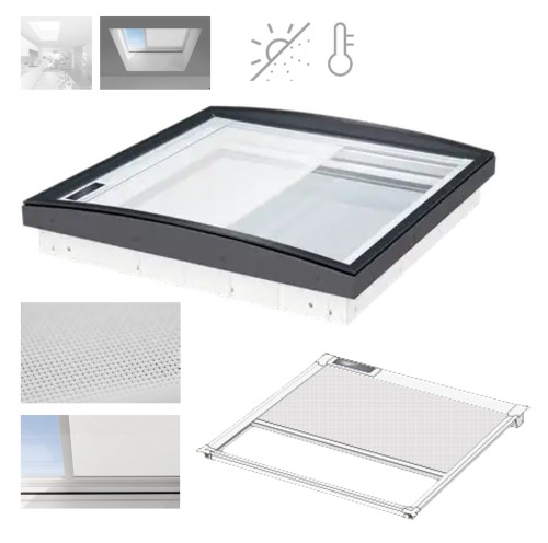 Zum Produkt VELUX Solar-Hitzeschutz-Markise MSU 5070WL weiß inkl. Funk-Wandschalter, Effektive Hitzereduktion Weißes, lichtdurchlässiges Netzgewebe, VELUX ACTIVE für automatischen Überhitzungsschutz, für Flachdach-Fenster CVU/CFU/CXU #