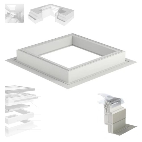 Zum Produkt VELUX Adapterkranz Basiserhöhung ZCE 0015, Höhe 16 cm, mit Flansch, Farbe grau1, inkl. efestigungsschrauben mit verlängerter Basis zur Montage auf der Dachfläche (immer die erste), Einbauzubehör für Flachdach-Fenster CVP/CFP/CXP/CSP #_