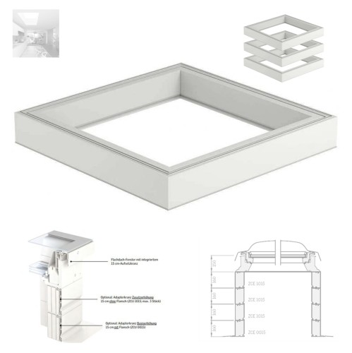 Zum Produkt  VELUX Adapterkranz ZCE 1015, Aufsetzkranz-Erhöhung ohne Flansch (max. 3 Stück), Farbe grau 1, Höhe 16 cm, für Flachdach-Fenster CVP/CFP/CXP/CSP #_