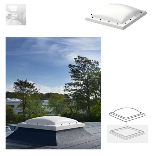Zum Produkt VELUX ISD 0100 Oberelement KUPPEL Undurchsichtige, Acrylkuppel matt, Flachdach-Fenster CVP/CFP kompatibel #