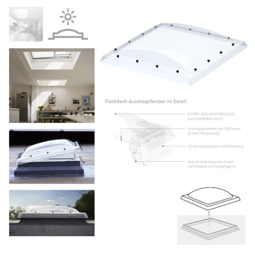 Zum Produkt VELUX ISD 0010 Oberelement KUPPEL, Klare Polycarbonatkuppel, Flachdach-Fenster CVP/CFP kompatibel #_
