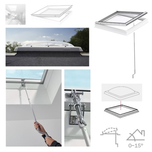 Zum Produkt VELUX Flachdach-Fenster CVP 0073U Manuell zu öffnendes Fenster, Basiselement, Uw 0,80 (W/m²K)*