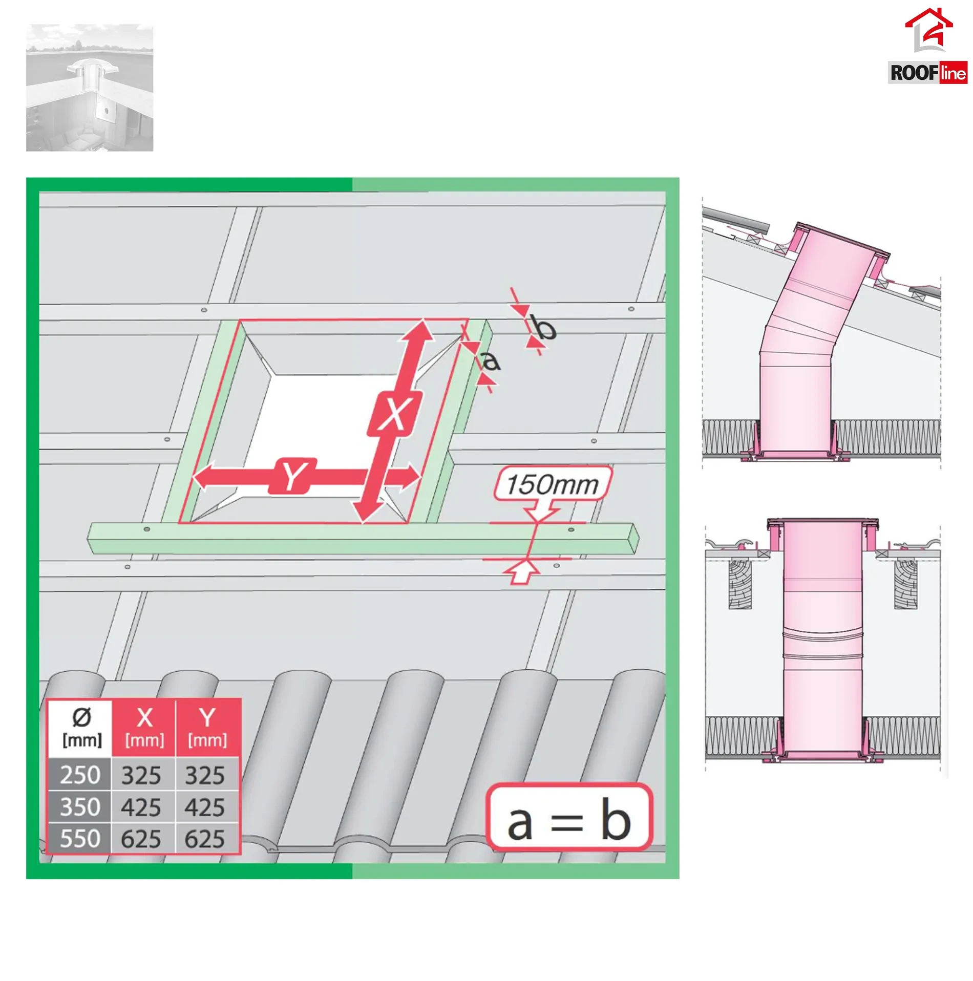 FAKRO SRS 350 Tageslicht-Spot mit starrem Rohr 2,1m, RAL 7022, Flache Scheibe, für geneigte Dächer,  für Flachziegeldächer; Schindeln, Teerpappe _2_ e-roofline.de.webp