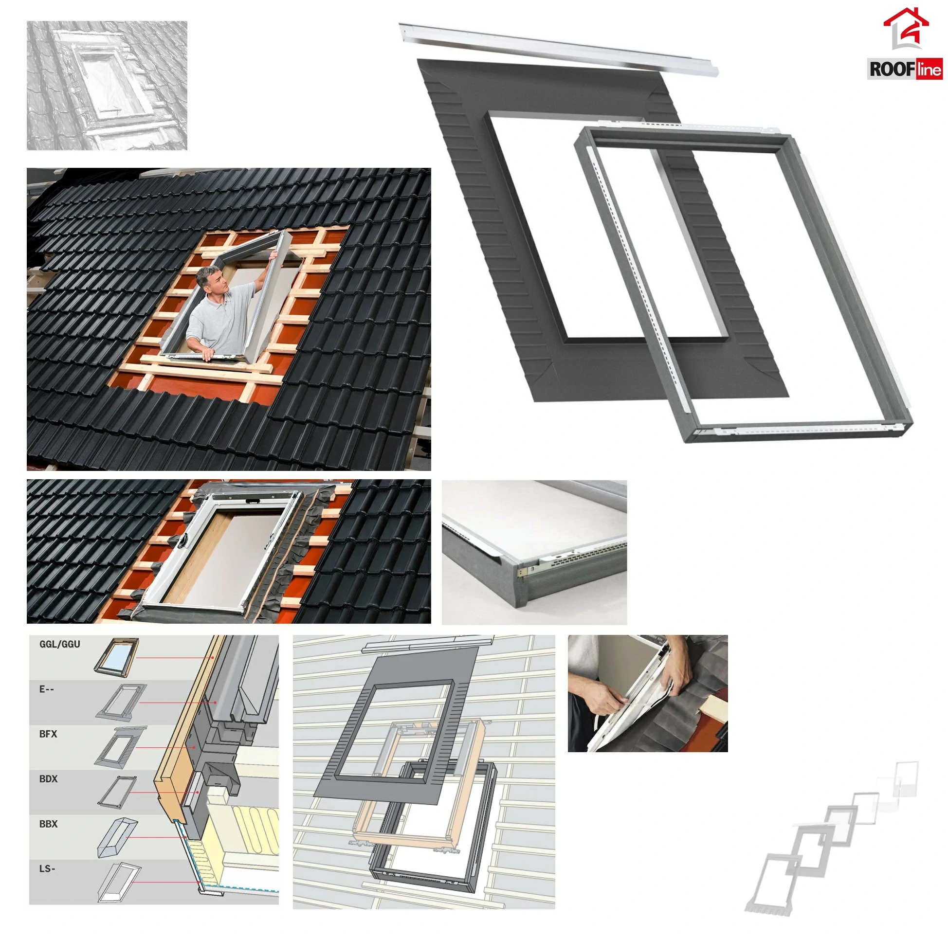 VELUX BDX 2000 Dämm- und Anschluss-Set (Dämmrahmen), Inklusive Anschlussschürze BFX 0000 mit Wasserableitrinne, Montage &amp; Installation Zubehör_ e-roofline.de.webp