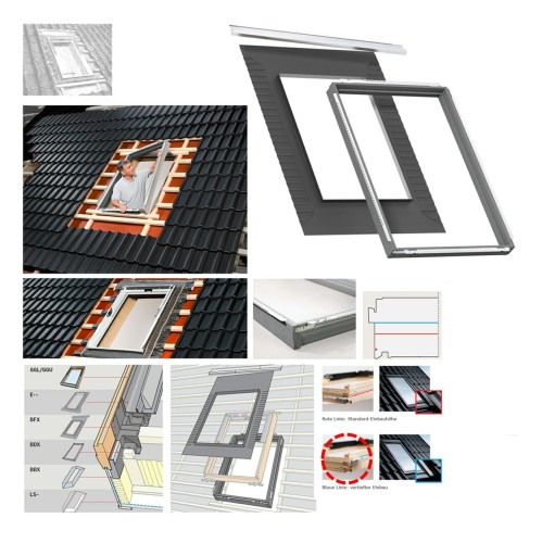 Zum Produkt VELUX BDX 2000F Dämm- und Anschluss-Set (Dämmrahmen), Inklusive Anschlussschürze BFX 0000 mit Wasserableitrinne, für Vertiefter Installation (Rote Linie)Montage & Installation Zubehör #