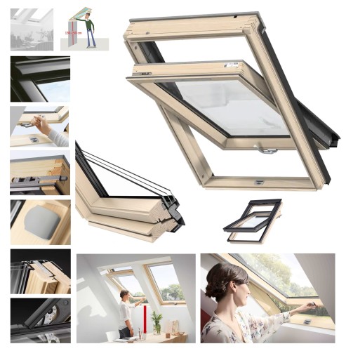 Zum Produkt VELUX Dachfenster GLL 1064B manuelles Schwingfenster, 3-fach, Uw=1,0, Boden griff, VELUX Holz-Fenster, 35 dB, Holzkernkonstruktion, ThermoTechnology™, TPS-Thermoplastrahmens, Kompatibel mit VELUX Zubehör #_