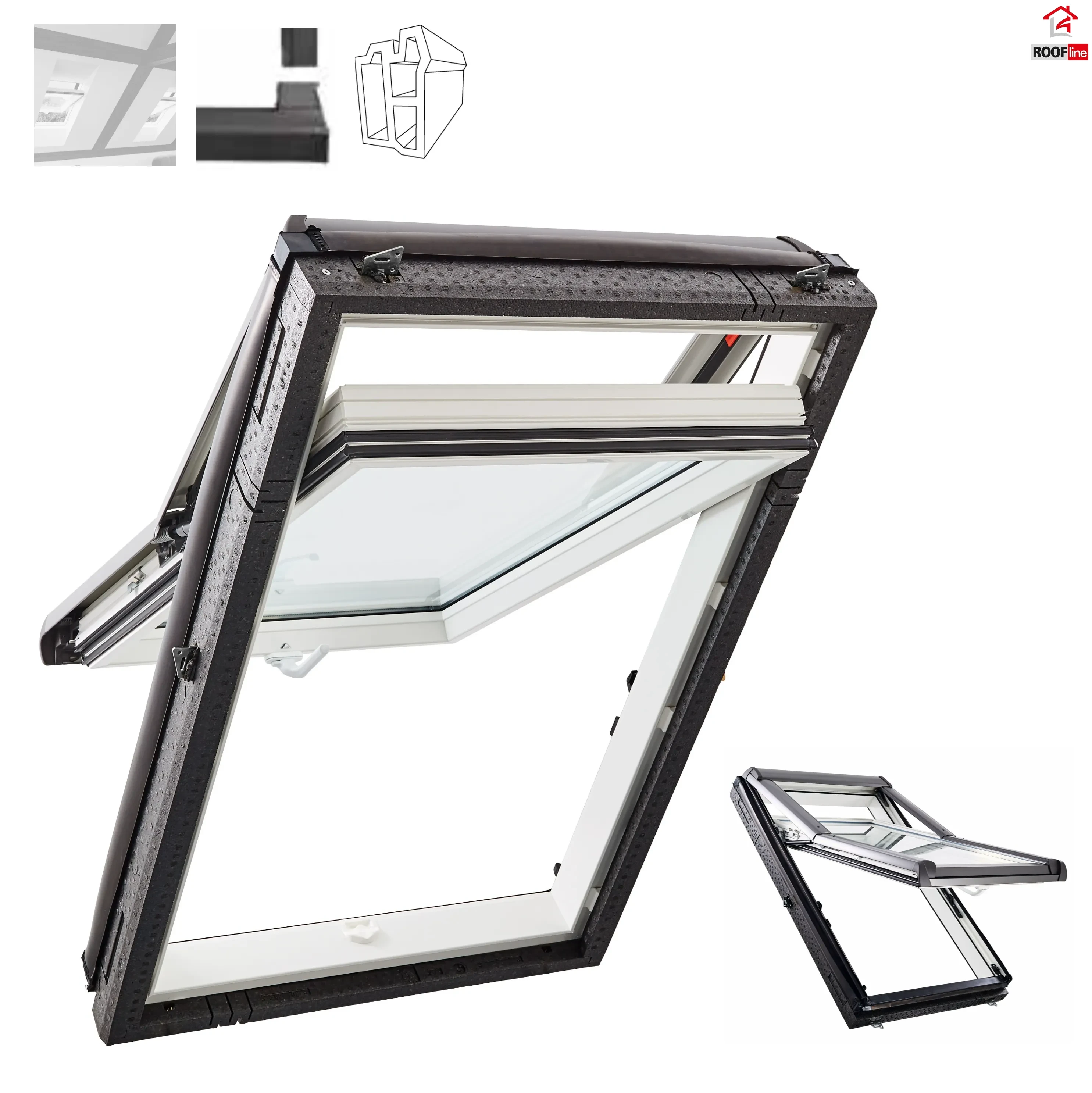 Roto Designo R7 PVC das Hoch-Schwingfenster R79, Dachfenster aus Kunststoff, Weiß PVC-Multikammerprofil _2_e-roofline.de.webp