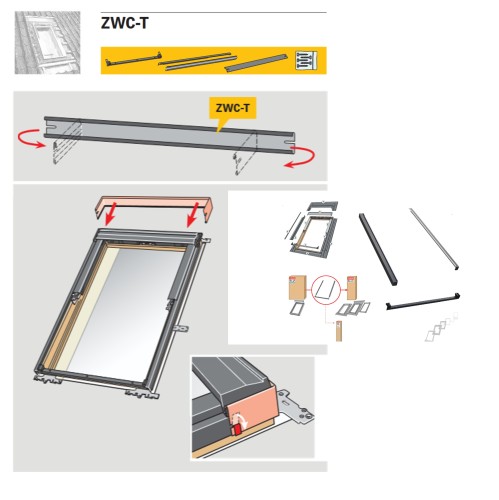 Zum Produkt VELUX Abdeckbleche Set ZWC 0000T, Fensterabdeckblech Set, Stock und Sohlbank Alu RAL 7043 #_