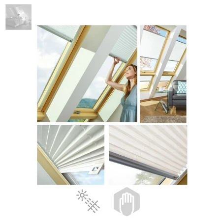 Fakro Dachfenster APS Faltstore Manuell Top-Down-Systems Farbe 651 652 662 Sonnenschutzrollo Rollos Innen I Preisgruppe mit Standardmaß, Schienen Alu natur or Alu Weiß _ e-roofline.de.webp
