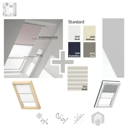 Velux Verdunkelung Plus DFD Verdunkelungsrollo + Plissee CK02–UK10 Ab 2013 Standard Farbe (1025, 1085, 1100, 0705) 1016, Verdunkelung Lichtregulierung Dekorativen Stoff_ e-roofline.de.jpg_1_ e-roofline.de.webp