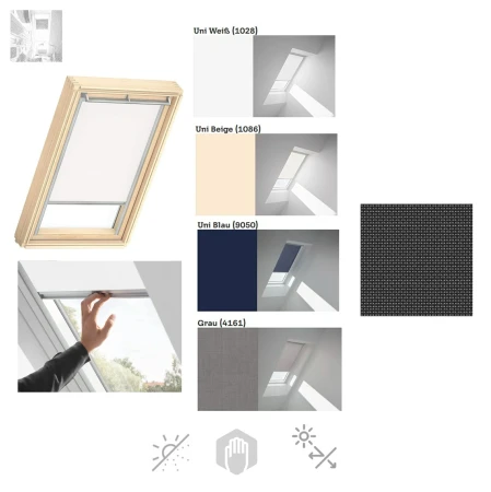 VELUX Vorteils-Sets Hitzeschutz Plus ROF  RFL+MHL CK02–UK10  Ab 2013, Hitzeschutz-Markise + Sichtschutz-Rollo (RFL 1028, 1086, 9050, 4161 +MHL 5060) Fuhrungsschienen in Aluminium_1 _ e-roofline.de.webp