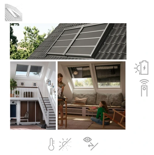 Zum Produkt VELUX Hitzeschutz-Markisette Verdunkelung SSS 0000S für Dachfenster Sicht- und Sonnenschutz, Solar-Hitzeschutzmarkise,  INTEGRA®, Dunkelgraues Aluminium *