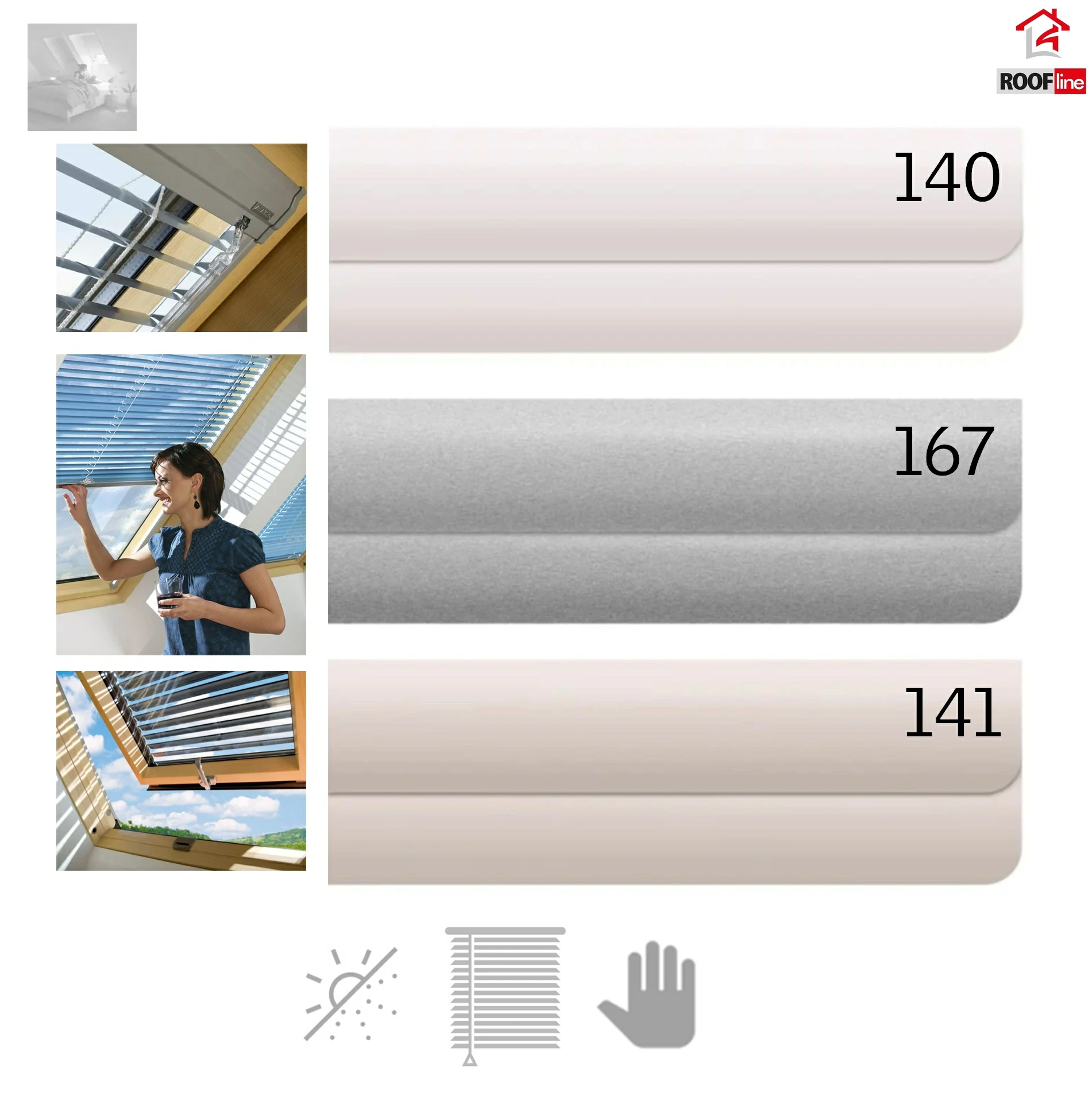 Fakro Dachfenster AJP Jalousie Manuell Regulierung der Lamellenneigung Farbe 140 141 167 _2_ e-roofline.de.webp