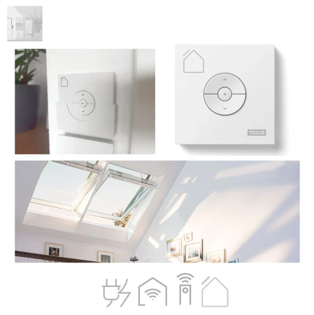 VELUX KLI 313 Funk-Wandschalter für VELUX Solar- Elektro-Rollläden und -Markisen, io-homecontrol ®, kabellosen Ansteuerung von VELUX, Universal-Funk-Wandschalter _1_ e-roofline.de.webp