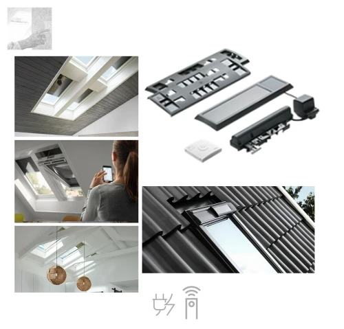 Zum Produkt VELUX KSX 100 Solar-Nachrüst-Set - integrierter Batterie, Solarpanel, mit Regensensor und VELUX Funk-Wandschalter, Für Schwingfenster GGU/GGL 102 – 810/C02 – U10 sowie VL Y und VU Y  *