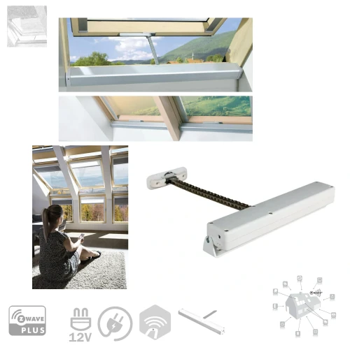 Zum Produkt Fakro ZWS12 Kettenantrieb, Z-Wave ferngesteuerter Kettenantrieb Empfängergeräte, 12-V-DC-Impulsnetzteil, für das FAKRO-Dachfenster *
