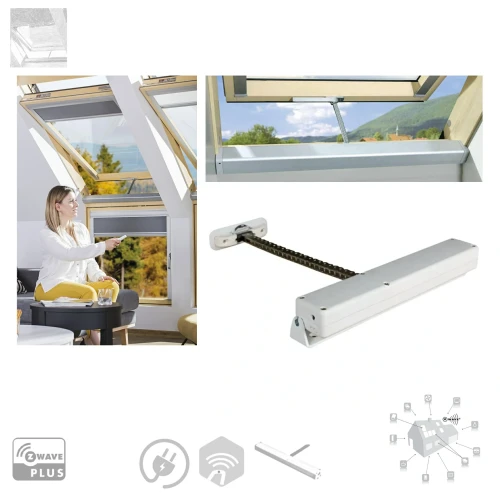 Zum Produkt Fakro ZWS230 Kettenantrieb, Z-Wave ferngesteuerter Kettenantrieb Empfängergeräte, 230-V-DC-Impulsnetzteil, für das FAKRO-Dachfenster *