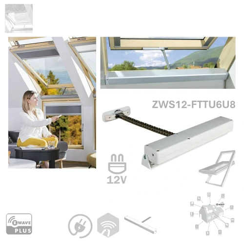 Zum Produkt Fakro ZWS12 FTTU6U8 Kettenantrieb, Z-Wave, Spezieller Z-Wave Kettenantrieb für das FAKRO FTTU6U8, 12-V-DC-Impulsnetzteil, für das FAKRO-Dachfenster *